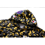 A Ape Print Jacket Men's Casual Camouflage Velvet Padded Hooded Sweatshirt Men's and Women's Hoodies