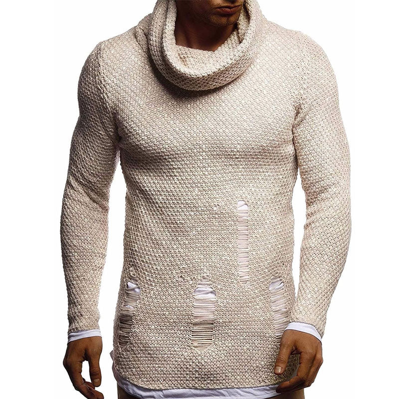 Men's Fashion Pile Collar Knitwear Casual Cool Pullover Sweater Men Pullover Sweaters