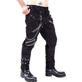 Men's plus Size Retro Sports Casual Pants Men's Punk Rock Eyelet Belly Contrasting Pants Men Winter Outfit Casual Fashion