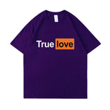 True T Shirts Casual Funny Letter T-shirt Men's and Women's Short-Sleeved Cotton Undershirt