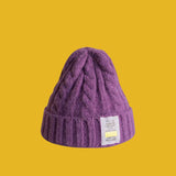 Toque Autumn and Winter Thick Warm Twist Knitted Hat Cone Top Hat Ear Protection Beanie Hat Woolen Cap Men