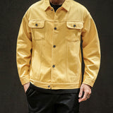 Yellow Denim Jacket Men Jean Coat Men Spring Denim Men plus Size Jacket Jacket plus Size Retro Sports