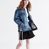 Pearl Jean Jacket Vintage Denim Jacket Women's Back Printed Letters Jacket