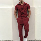 Men's Solid Color One-Piece Suit Fashion Casual Zipper Personality Integrated Cloth Men Shirt