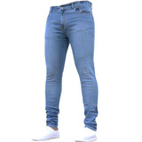 Men Pants Straight Leg Pant Men's Tight-Fitting Solid Color Stretch Denim Casual Skinny Pants