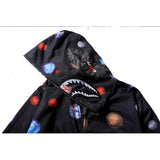 A Ape Print Jacket Men's and Women's Cotton Shark Hooded Zipper Sweatshirt Hoodie