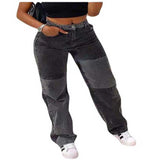 100 Cotton Jeans Women's Straight Women's Pants Autumn Black Panel Loose Mid Waist Jeans for Women