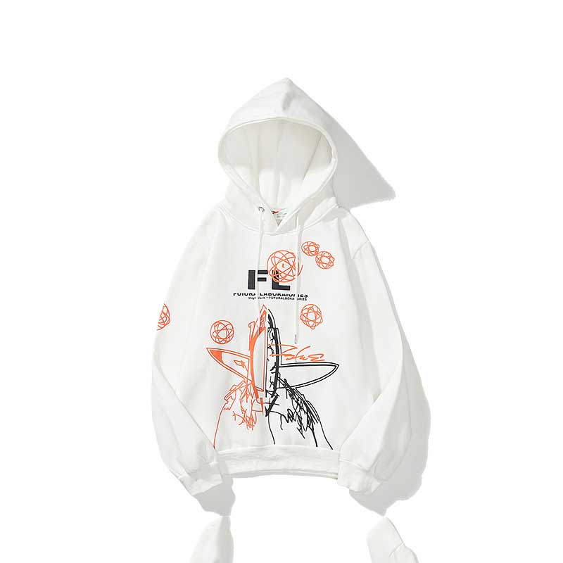Autumn And Winter Anime Graffiti Series Pattern Arrow Velvet Padded Hooded Sweatshirt