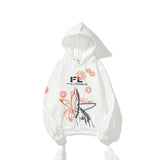 Autumn And Winter Anime Graffiti Series Pattern Arrow Velvet Padded Hooded Sweatshirt