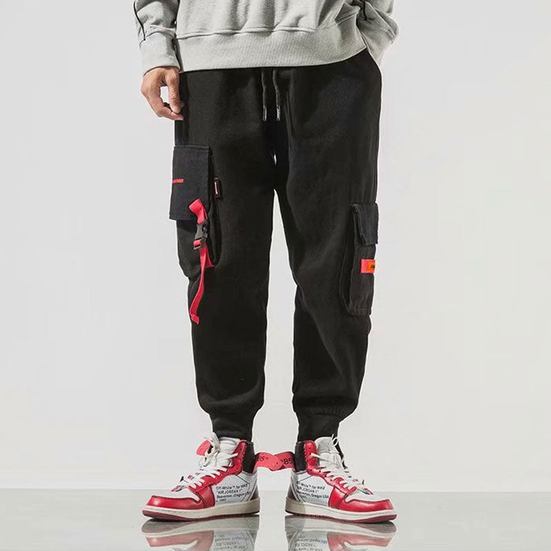 Men's plus Size Retro Sports Overalls All-Matching Casual Pants Men's Trendy Loose Oversized Pants Multi-Pocket Workwear Trousers Men Cargo Pant