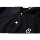 A Ape Print T Shirt Solid Color Casual Embroidered Short-Sleeved Polo Shirt