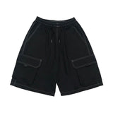 Harajuku Clothing Men's Casual Shorts Summer Solid Color Large Workwear with Pocket Men's and Women's Casual Wide-Leg Pants