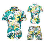 Summer Fashion Hawaiian Beach Casual Shirt plus Size Sports Loose Two-Piece Men Shirt