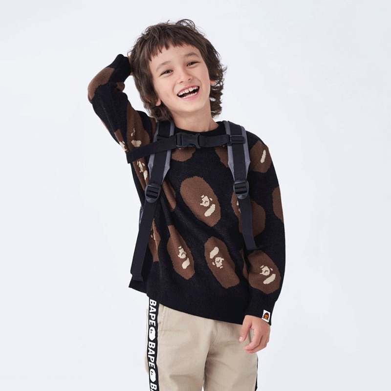 A Ape Print For Kids Sweatshirt Sweater Children 'S Clothing Ape Man Monkey Head Round Neck Cartoon Anime Pullover