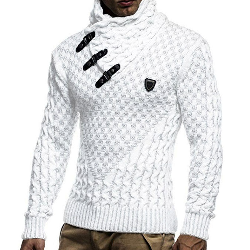 Autumn and Winter Thermal Head Cover Casual Sweater Men's Fashion High Collar Sweater Men Pullover Sweater