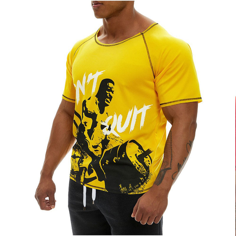 Slim Fit Muscle Gym Men T Shirt Men Rugged Style Workout Tee Tops Muscle Workout Brothers Men's Sports and Leisure Running Workout Summer Loose Short Sleeves T-shirt