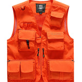 Men Utility Vest Work Zipper Tactical Work Vest Slim Pocket Jacket Vest Men's Outdoor Multi-Pocket plus Size Retro Sports Men's Clothing