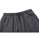 Men Short Solid Color Zipper Trousers Split Casual Shorts Men's Elastic Waist Loose Pants