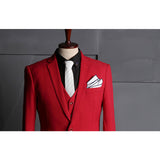 Burgundy Suit Business Men's Suit Slim Fit Wedding Red Men's Suit Set Business Wear Esmoquin
