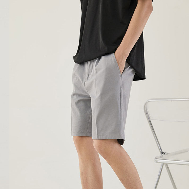 Men Bermuda Shorts Men's Summer Solid Color Breathable Casual Shorts Men's Business Straight Suit Pants