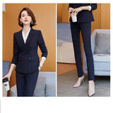 Women Pants Suit Uniform Designs Formal Style Office Lady Bussiness Attire Spring and Autumn Style In Pink Fashion Business Tailored Suit Formal Clothes