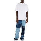 Men Patchwork Jeans Men's Jeans Contrast Color Hip Hop Casual Stitching Denim Trousers plus Size Retro Sports