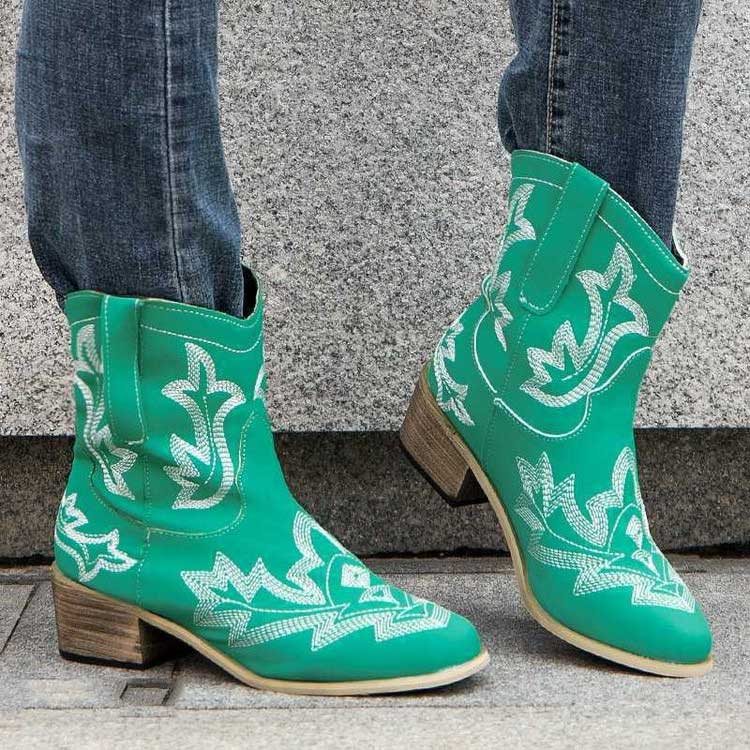 Coachella Ankle Boots Autumn and Winter Pointed Embroidery Bootie