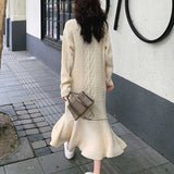 Red Peasant Dress Autumn Ruffled Fishtail Dress Women's Loose round Neck Retro Twist Texture Overknee Dress
