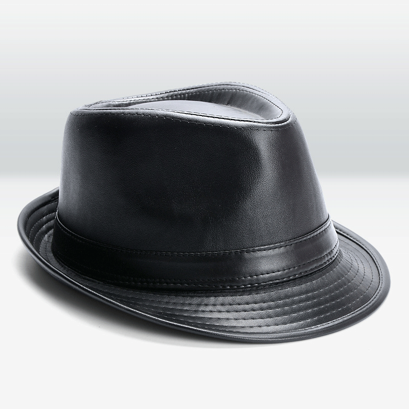 Bullhide Denim Hat Black Leather Hat Male Spring, Autumn and Winter Top Hat Cowboy Hat Gentleman Fedora Hat