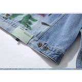 Arrow Denim Jacket Jean Coat Ow Graffiti Rendering Arrow Distressed Locomotive Men And Women Denim Jacket Coat Owt