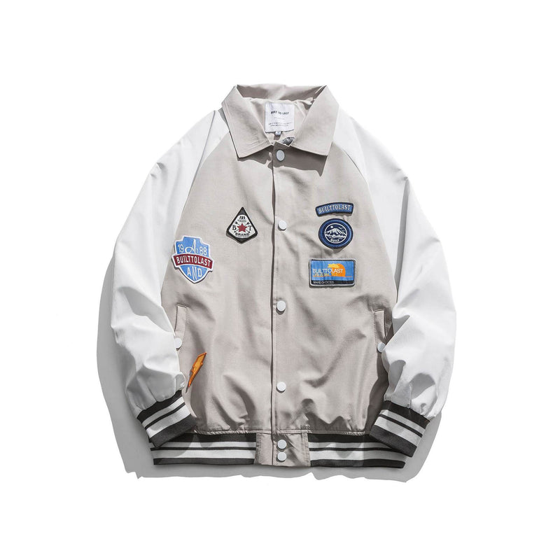 Men's Spring plus Size Retro Sports Baseball Uniform Men's Jacket Creative Turn-down Collar Coat Neutral Student Trendy Men Coat