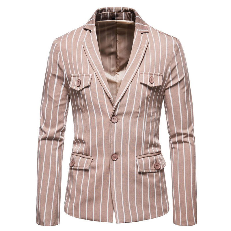 Men's Fall plus Size Suit Jacket Striped Two-Button Single Western Jacket Men Winter Outfit