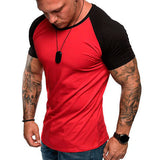 Slim Fit Muscle Gym Men T Shirt Men Rugged Style Workout Tee Tops Four Seasons Men Casual Sports T-shirt Slim Fit Fashion Colorblock Fashion Men's T-shirt