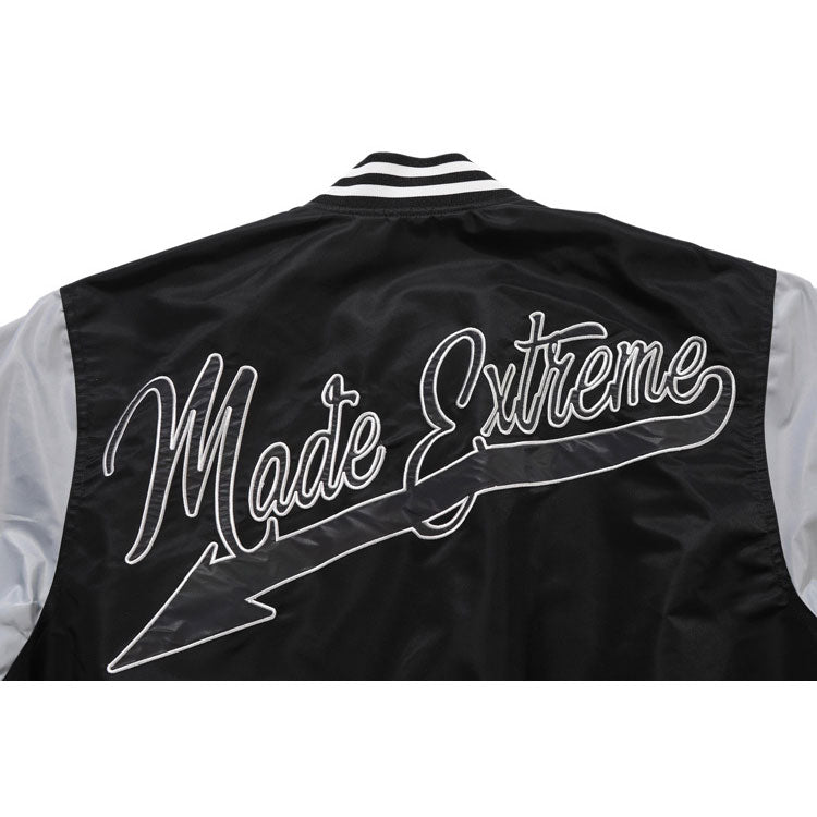 Varsity Baseball Jacket for Men Reflective Letter Baseball Uniform Jacket Hip Hop Men's Color Matching Sleeve Stitching Jacket