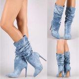 Coachella Cowboy Boots New High-Heel Boots Sexy Stiletto Heel Middle Boots Plus Size 40-43