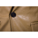 Mens Black Suit Spring and Autumn Men's Clothing Solid Color Slim PU Leather Fashion Men's Suit Jackets