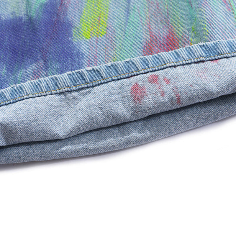 Printed Jeans Men's plus Size Retro Sports Trousers Baggy Straight Trousers Casual Trousers Men Jeans