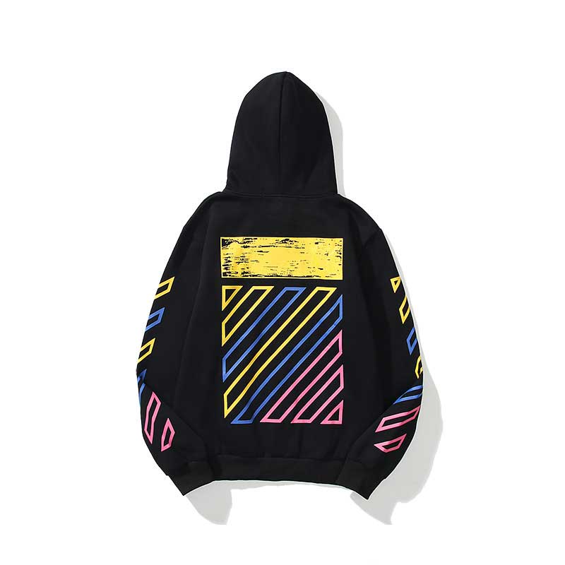 Autumn And Winter Colorful Line Character Velvet Padded Hooded Sweatshirt Men And Women Same Style