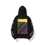 Autumn And Winter Colorful Line Character Velvet Padded Hooded Sweatshirt Men And Women Same Style