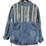 Denim Sparkle Jacket Spring Mid-Length Denim Jacket for Women