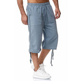 Linen Pants Straight Leg Pants Drawstring Lightweight Elastic Beach Pants Men's Casual Cotton Linen Sweatpants Summer