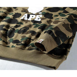 A Ape Print Sweatshirt Men's Youth Camouflage Brushed Sweater Autumn and Winter Cotton plus Size Student Pullover Sweater