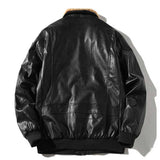 Two Tone Leather Jacket Winter Lamb Fur Collar Leather Jacket Cotton Padded Warm PU Leather Jacket for Men