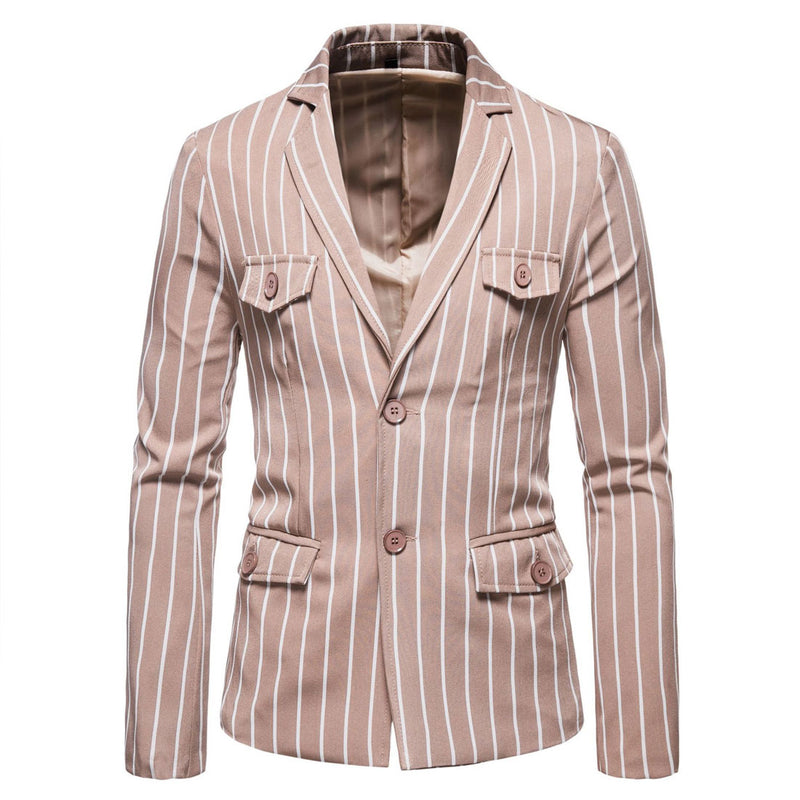 Men's Fall plus Size Suit Jacket Striped Two-Button Single Western British Jacket Men's Suits Jacket Men Blzer