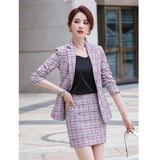 Women Pants Suit Uniform Designs Formal Style Office Lady Bussiness Attire Plaid Fashion Autumn And Winter Two-Piece Suit