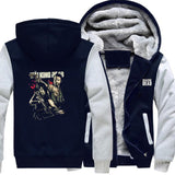 The Walking Dead Clothes Daryl Crossbow Men Fleece-Lined Thickened Hooded Cardigan Sweater