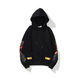 Autumn Winter Red Volcanic Eruption Pattern Arrow Velvet Padded Hooded Sweatshirt