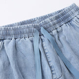 Workwear Multi-Pocket Jeans Men's Large Size Retro Sports Trousers Elastic Waist Baggy Straight Trousers Men's Men Denim Pants