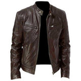 1970 East West Leather Jacket Men's Stand Collar Spring and Autumn Leather Jacket Handsome Motorcycle Clothing