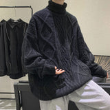 Mens Chunky Knit Men Sweats Sweater Vintage Loose Padded Coat